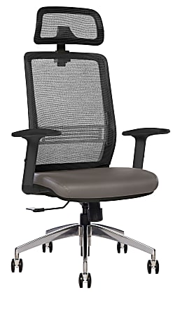 Sinfonia Sing Ergonomic Mesh/Fabric High-Back Task Chair With Antimicrobial Protection, Adjustable Height Arms, Headrest, Black/Gray/Black