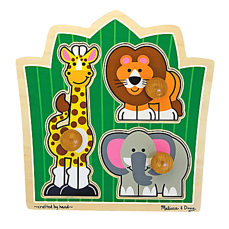 Melissa & Doug Jungle Safari Friends 3-Piece Jumbo Knob Puzzle