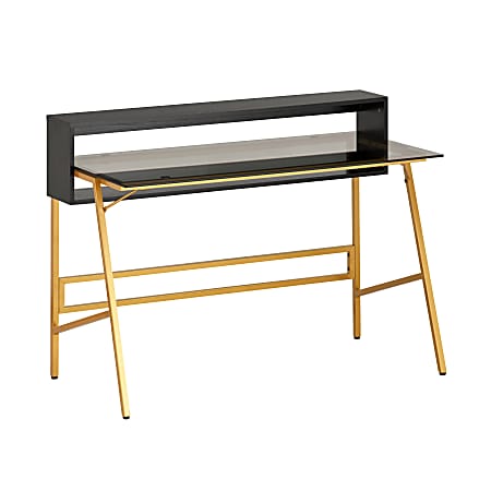 Techni Mobili 48"W Home Office Writing Desk With Riser, Black/Gold
