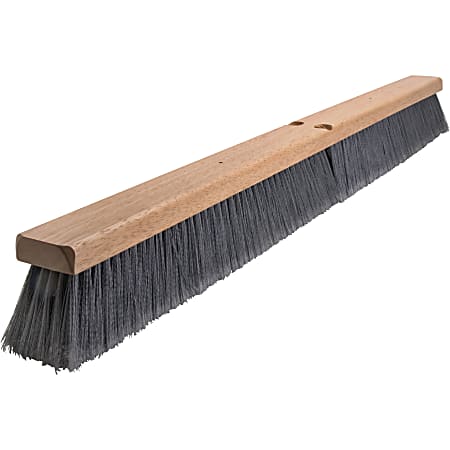 Impact Products Gray Bristles Broomhead Block - Plastic Bristle - 6 / Carton - Brown, Gray