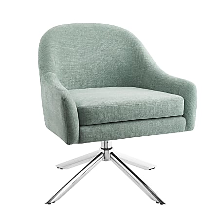 Linon Tydle Swivel Accent Chair, Seafoam/Chrome