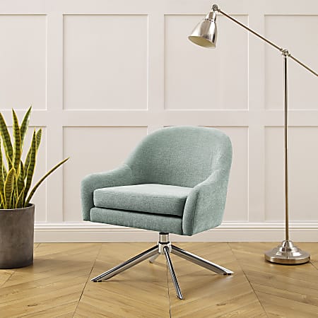 Linon Tydle Swivel Accent Chair SeafoamChrome Office Depot