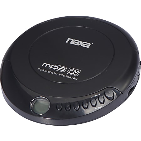 Naxa NPC-320 Slim Personal Anti-Shock CD Player/FM Radio, Black