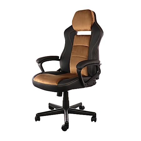 Elama Faux Leather High-Back Adjustable Office Chair, Black/Brown