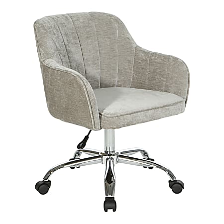 Office Star Versailles Velvet Mid-Back Office Chair, Smoke/Chrome