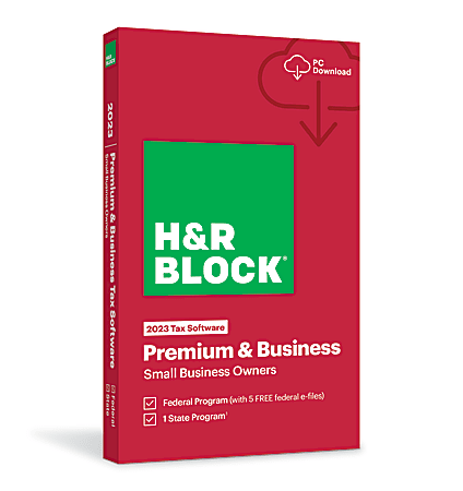 H & R Block Premium & Business 2023 Tax Software, For PC, Product Key/Download