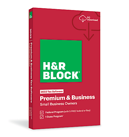 H&R Block Premium & Business 2023 Tax Software, For PC, Product Key/Download