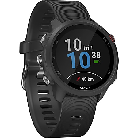 feudale Horn Investere Garmin Forerunner 245 GPS Watch Wrist 1.2 240 x 240 Bluetooth GPS 168 Hour  Black Glass Lens Fiber Reinforced Polymer Case Silicone Band - Office Depot