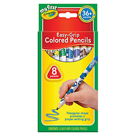 Crayola My First Easy-Grip Colored Pencils - Red, Orange, Yellow, Green, Blue, Purple, Brown, Black Lead - 24 / Carton
