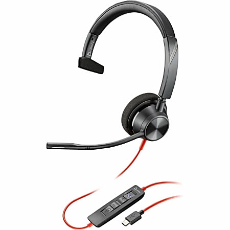 Poly Blackwire 3310 Monaural Microsoft Teams Certified USB-C Headset +USB-C/A Adapter - Mono - USB Type C, Min - 8X216AA