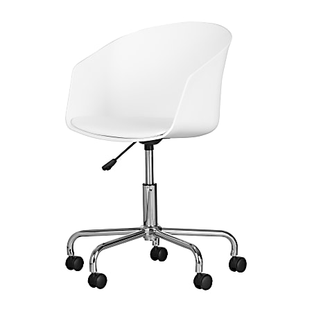 South Shore Flam Plastic Mid-Back Swivel Chair, White/Chrome