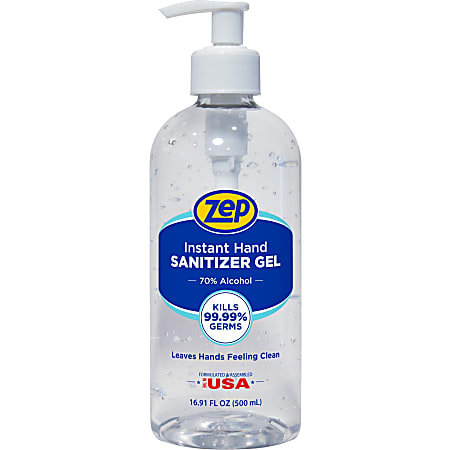 Zep Hand Sanitizer Gel - Clean Scent - 16.9 fl oz (500 mL) - Pump Bottle Dispenser - Kill Germs - Hand - Clear - Residue-free - 1 Each Zep Hand Sanitizer Gel - Clean Scent - 16.9 fl oz (500 mL) - Pump Bottle Dispenser - Kill Germs - Hand - Clear - Residue-free - 1 Each