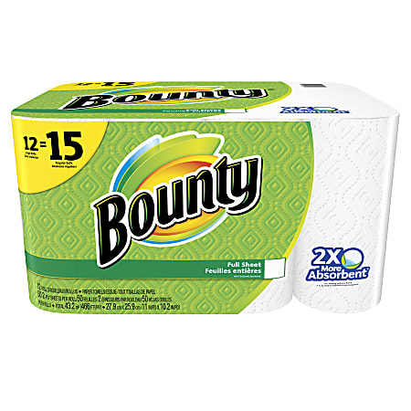 Bounty® 2-Ply Paper Towels, 50 Sheets Per Roll, Pack Of 12 Rolls