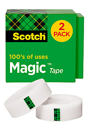 Scotch® Magic™ Invisible Tape, 3/4" x 1000", Clear, Pack of 2 rolls