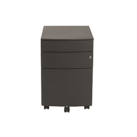 Eurostyle Floyd 15-3/5"W x 22-1/2"D Lateral 3-Drawer Commercial Rolling File Cabinet, Black