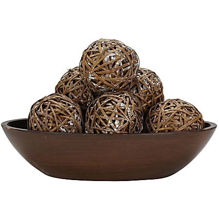 Nearly Natural 3 3/4"H Wicker Decorative Balls, Set Of 6