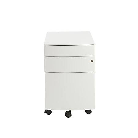 Eurostyle Floyd 16"W Vertical 3-Drawer Commerical Rolling File Cabinet, White