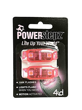 4ID Power Stepz Motion Activated LEDs, 4"H x 2 3/4"W x 1"D, Pink, Pack Of 2 Lights