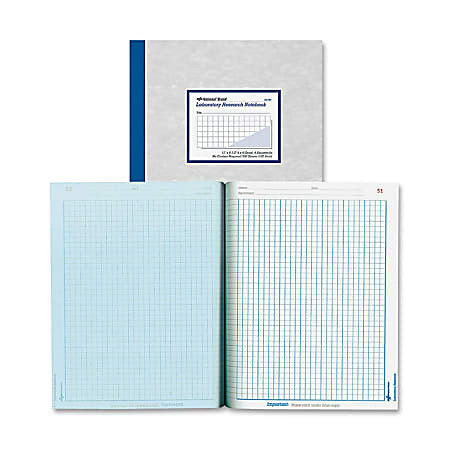 National® Brand Laboratory Research Notebooks, 9 1/4" x 11", Quadrille Ruled, 100 Sheets, Gray/Blue