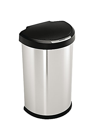 simplehuman® Brushed Stainless Steel Semi-Round Sensor Can, 11.9-Gallons, Silver