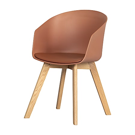 South Shore Flam Chair With Wooden Legs, Burnt Orange/Natural
