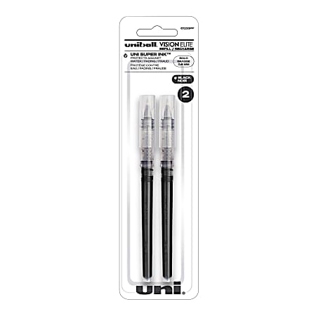 uni-ball® Vision™ Elite™ Liquid Rollerball Pen Refills, Bold Point, 0.8 mm, Black Ink, Pack Of 2