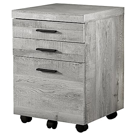Monarch Specialties 17-3/4"D Vertical 3-Drawer File Cabinet, Gray Wood Grain