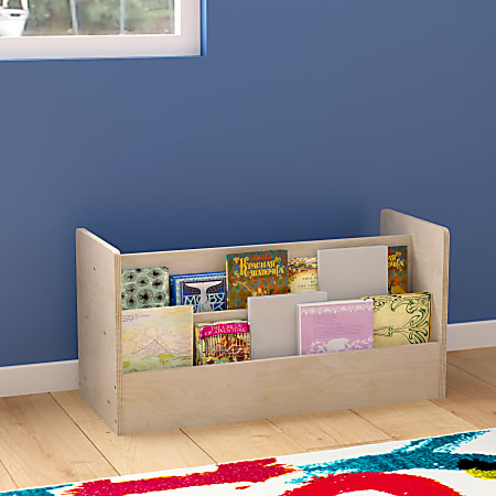 Flash Furniture Bright Beginnings Commercial-Grade Modular Double-Sided Tiered Wooden Classroom Book Display Shelf, 16"H x 31-1/2"W x 13"D, Beech