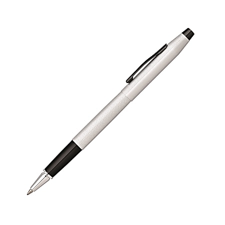 Cross® Classic® Century® Brushed Rollerball Pen, Medium Point, 0.7 mm, Silver Barrel, Black Ink
