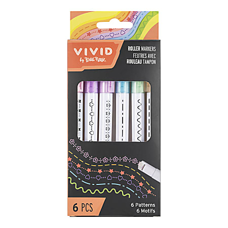 Vivid by Brea Reese&reg; Roller Markers, Medium Point, Assorted Colors, Set Of 6 Markers