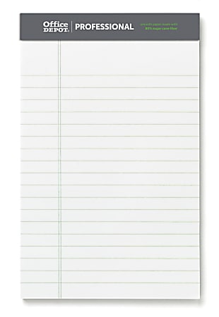 Office Depot® Brand Sugar Cane Paper Perforated Pads, 5" x 8", 50 Sheets, White, Pack Of 12 Pads