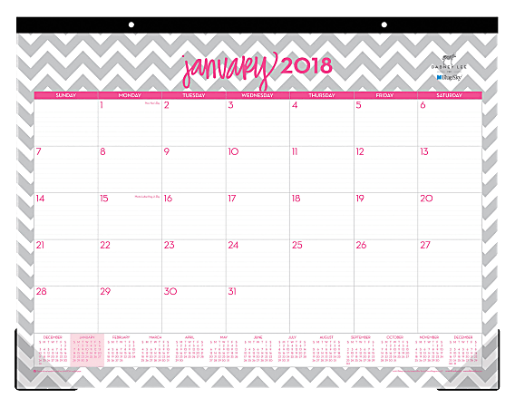 Dabney Lee for Blue Sky™ Monthly Desk Pad Calendar, 22" x 17", Gray Ollie, January to December 2018 (102137)