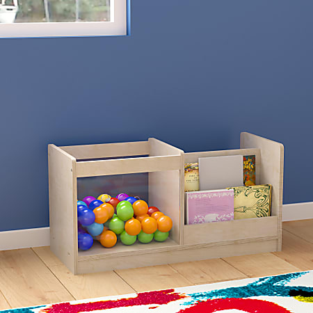 Flash Furniture Bright Beginnings Commercial-Grade Modular Double-Sided Tiered Wooden Classroom Book Display Shelf, Beech - MKKE20789