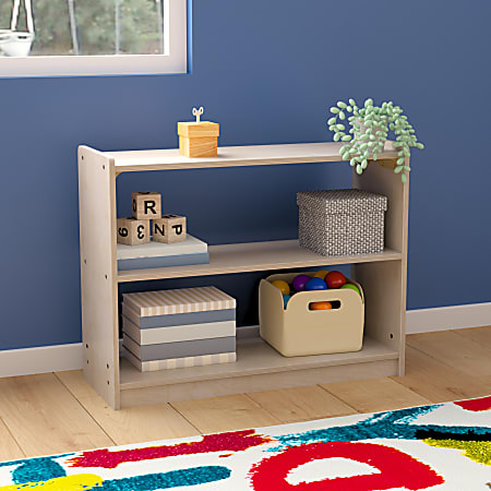 Flash Furniture Bright Beginnings Commercial Wooden&nbsp;Classroom Open Storage&nbsp;Unit, 24-1/2”H x 31-1/2”W x 11-3/4”D, Beech