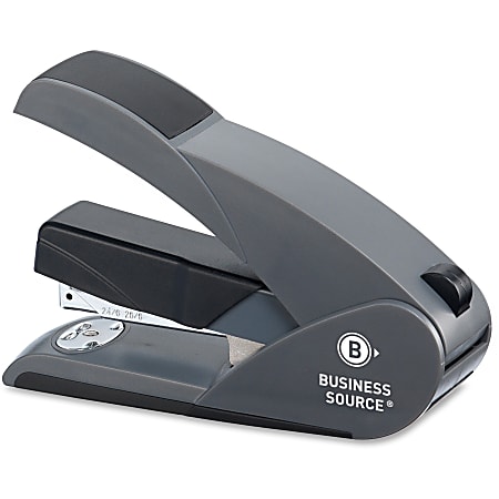Business Source Effortless Stapler - 20 Sheets Capacity - 210 Staple Capacity - Full Strip - Black, Gray