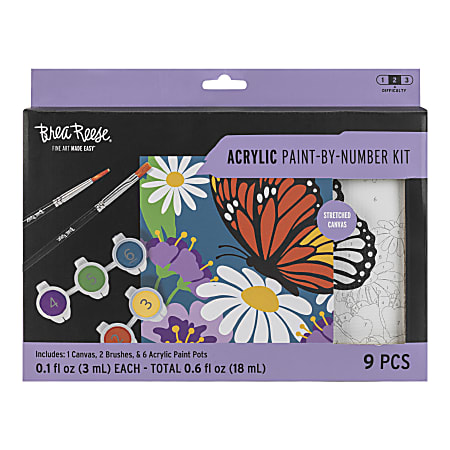 Brea Reese® Acrylic Paint-By-Number Kit, Butterfly Flower