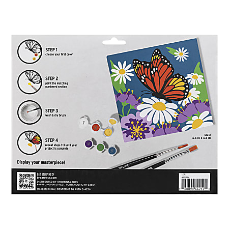 Brea Reese Acrylic Paint By Number Kit Butterfly Flower - Office Depot