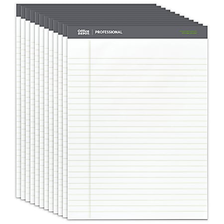Office Depot® Brand Sugar Cane Paper Perforated Pads, 8 1/2" x 11 3/4", 50 Sheets, White, Pack Of 12 Pads