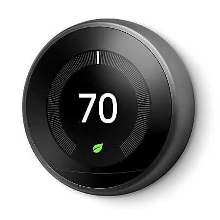 Google™ Nest Programmable Learning Thermostat with Temperature Sensor, 3rd Generation, Black, T3016US