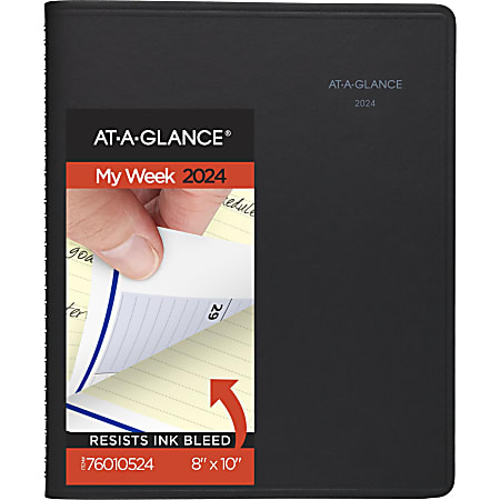2024 AT-A-GLANCE® QuickNotes Weekly/Monthly Appointment Book Planner, 8" x 10", Black, January To December 2024, 760105