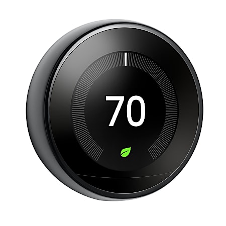 Google™ Nest Programmable Learning Thermostat With Temperature Sensor, 3rd Generation, Black, T3018US