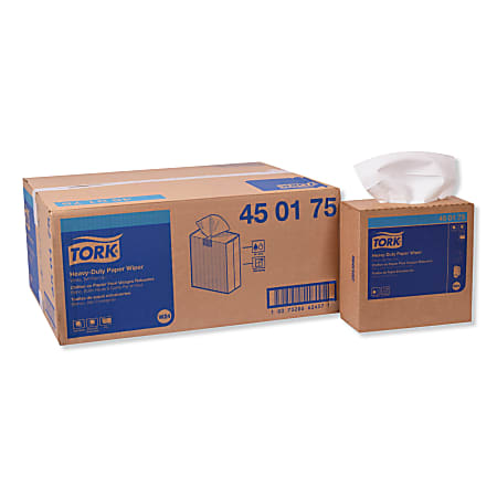 Tork Heavy-Duty Paper Wipers, 9-1/4" x 16-1/4", White, 90 Wipers Per Box, Pack Of 10 Boxes