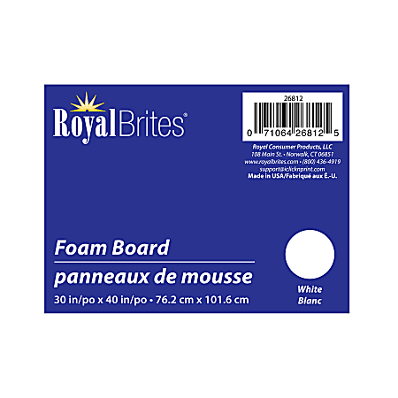 White Foam Board 22x28  Royal Brites Made in USA