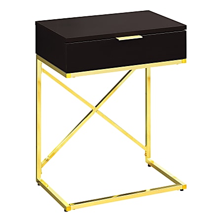 Monarch Specialties Accent End Table, Rectangular, Cappuccino/Gold