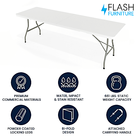 Flash Furniture 29-in x 96-in Outdoor Rectangle Plastic White Folding Table Flash Furniture 29-in x 96-in Outdoor Rectangle Plastic White Folding Table