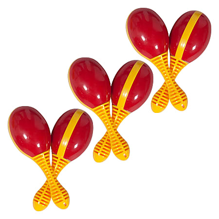 Westco Educational Products Mini Maracas, Red/Yellow, 2 Maracas Per Pack, Set Of 3 Packs