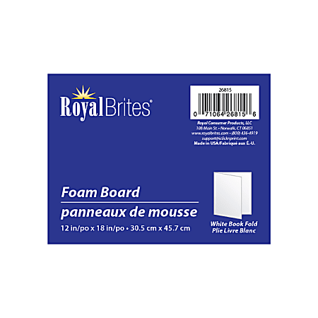 Royal Brites Book Fold Foam Board 12 x 18 White - Office Depot