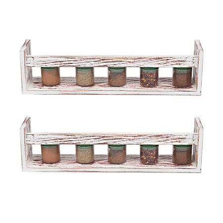 Mind Reader Floating Spice Shelves, 4-1/16”H x 3-3/8”W x 15-9/16”D, Brown, Set Of 2 Shelves