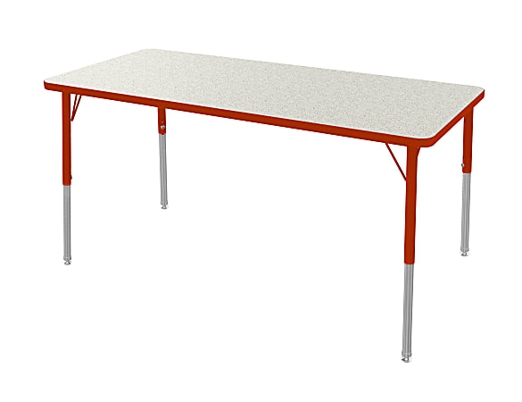 Marco Group 30" x 72" Activity Table, Rectangular, 16 - 24"H, Gray Glace/Red