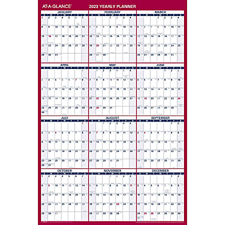 AT-A-GLANCE Reversible Vertical/Horizontal 2023 RY Yearly Wall Calendar, Extra Large, 24" x 36"